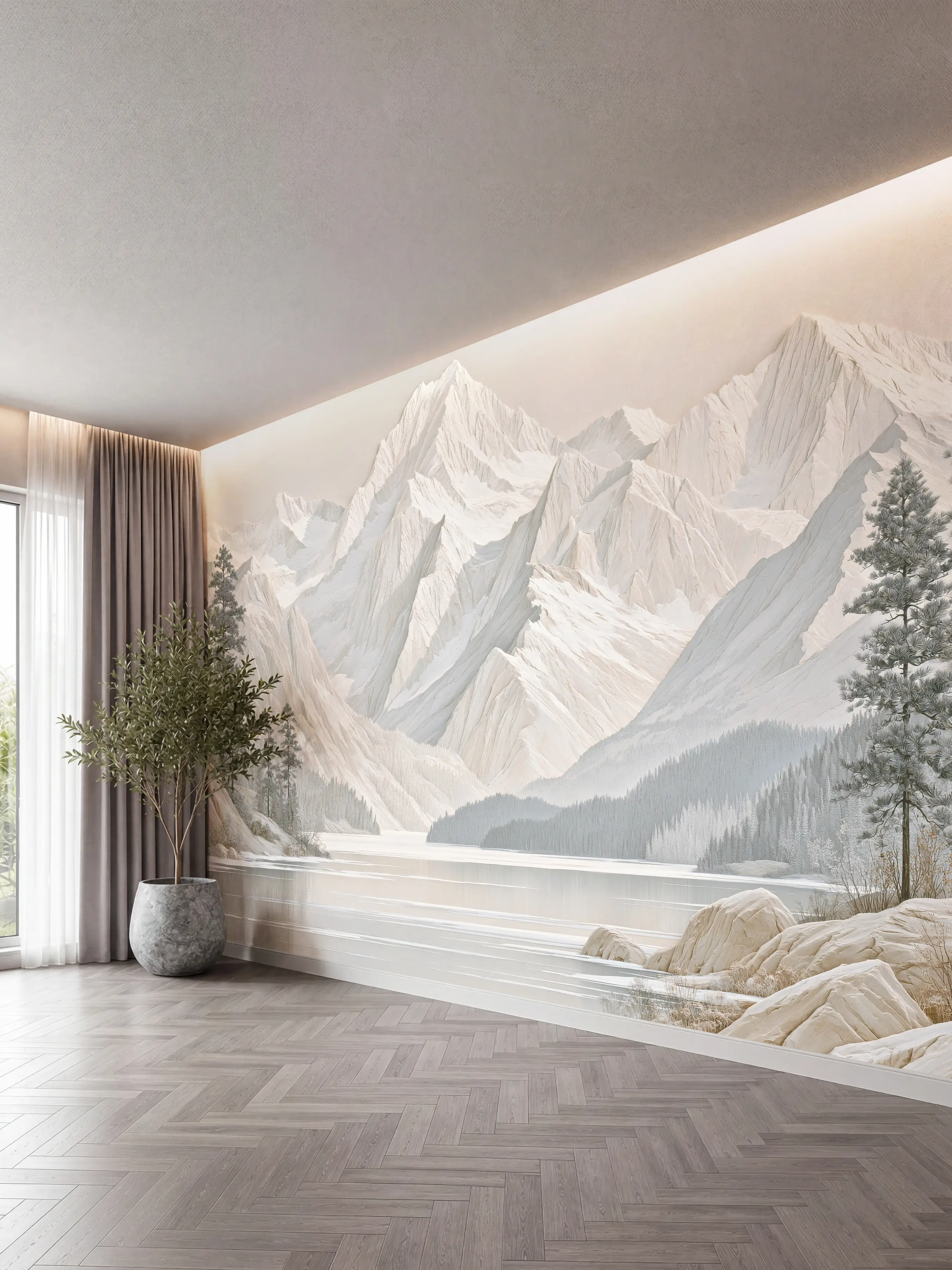 Горный пейзаж, 3D-барельеф