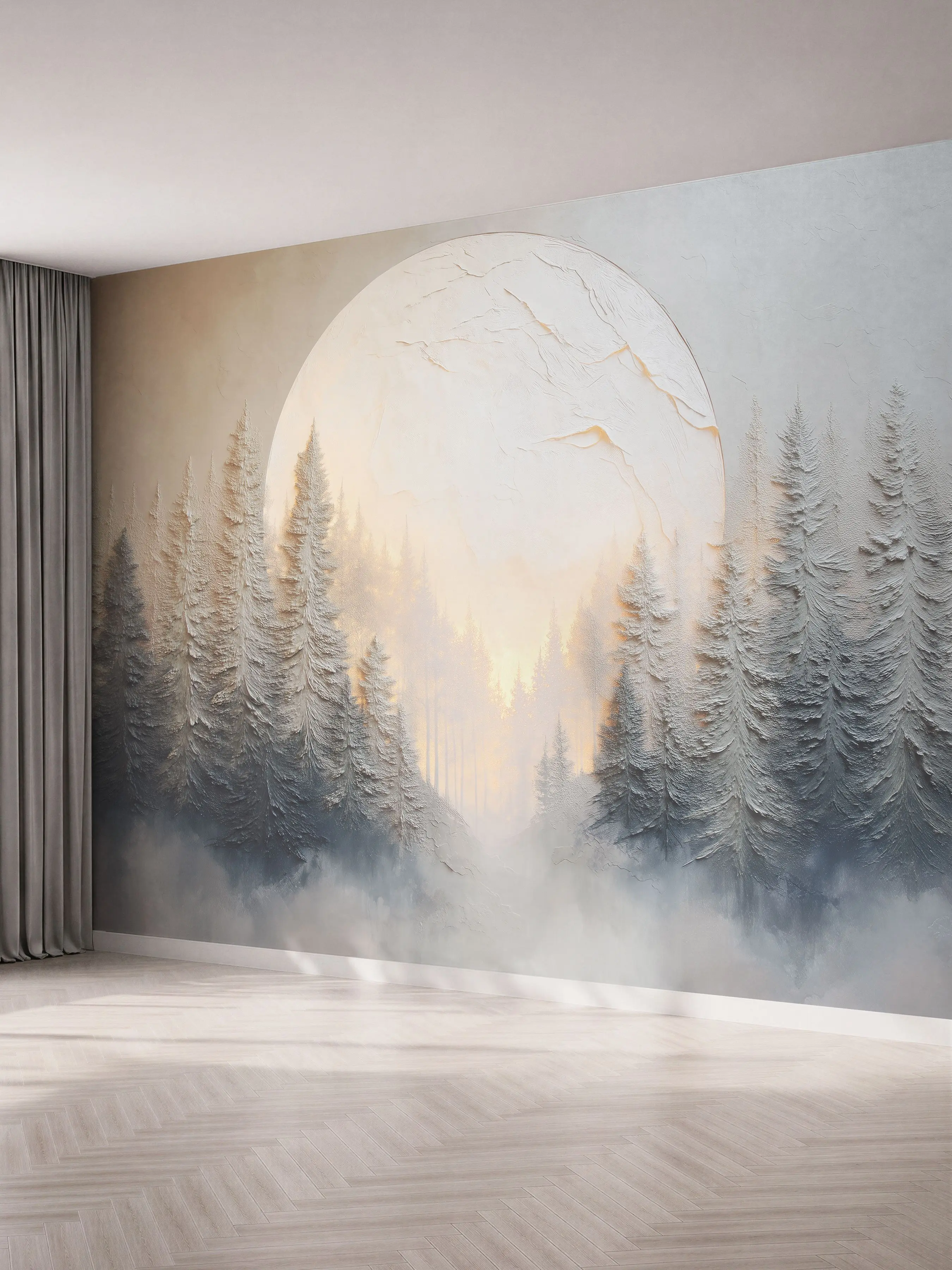 Закат в лесу, 3D-барельеф
