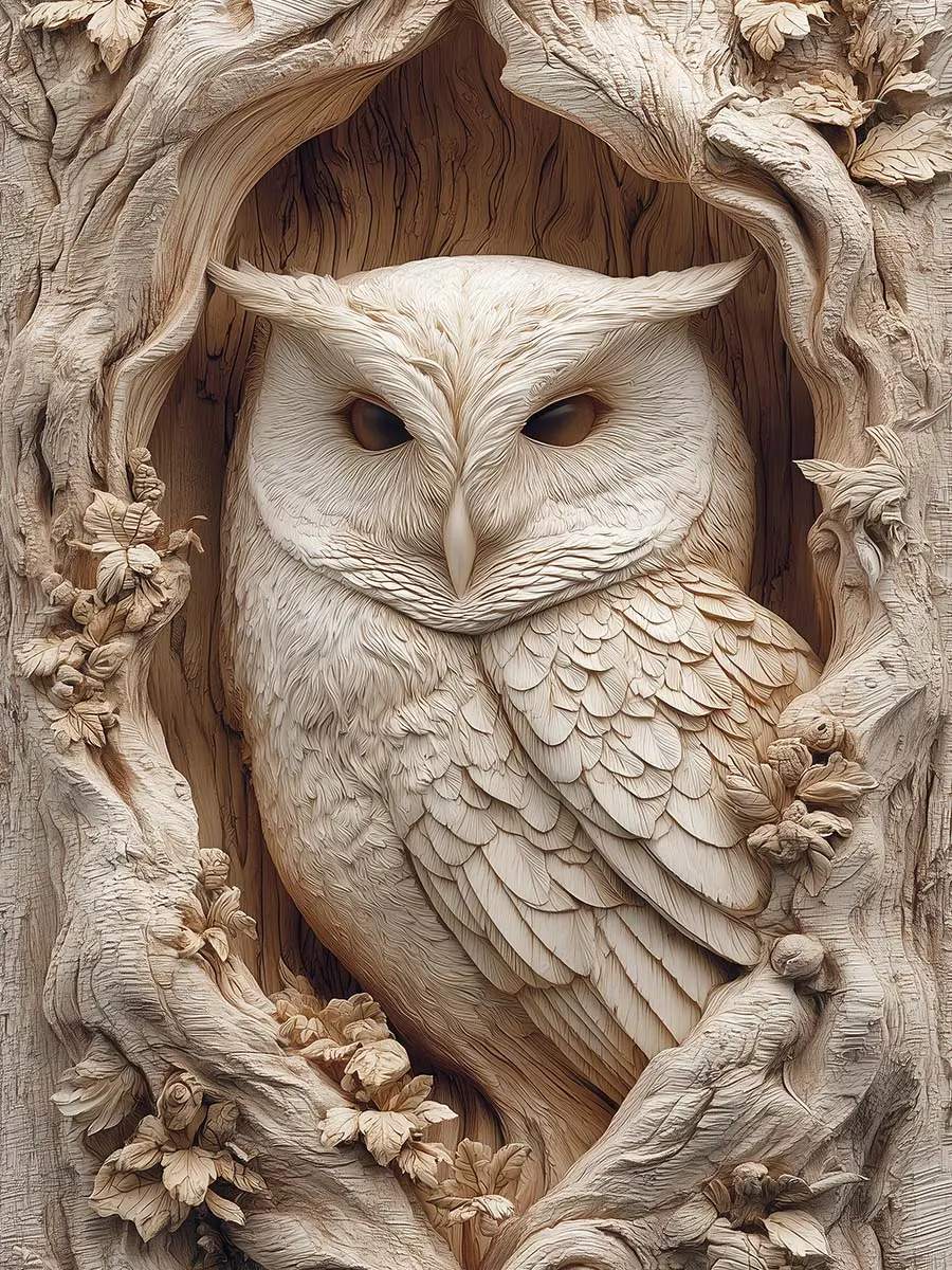 Филин, 3D-барельеф