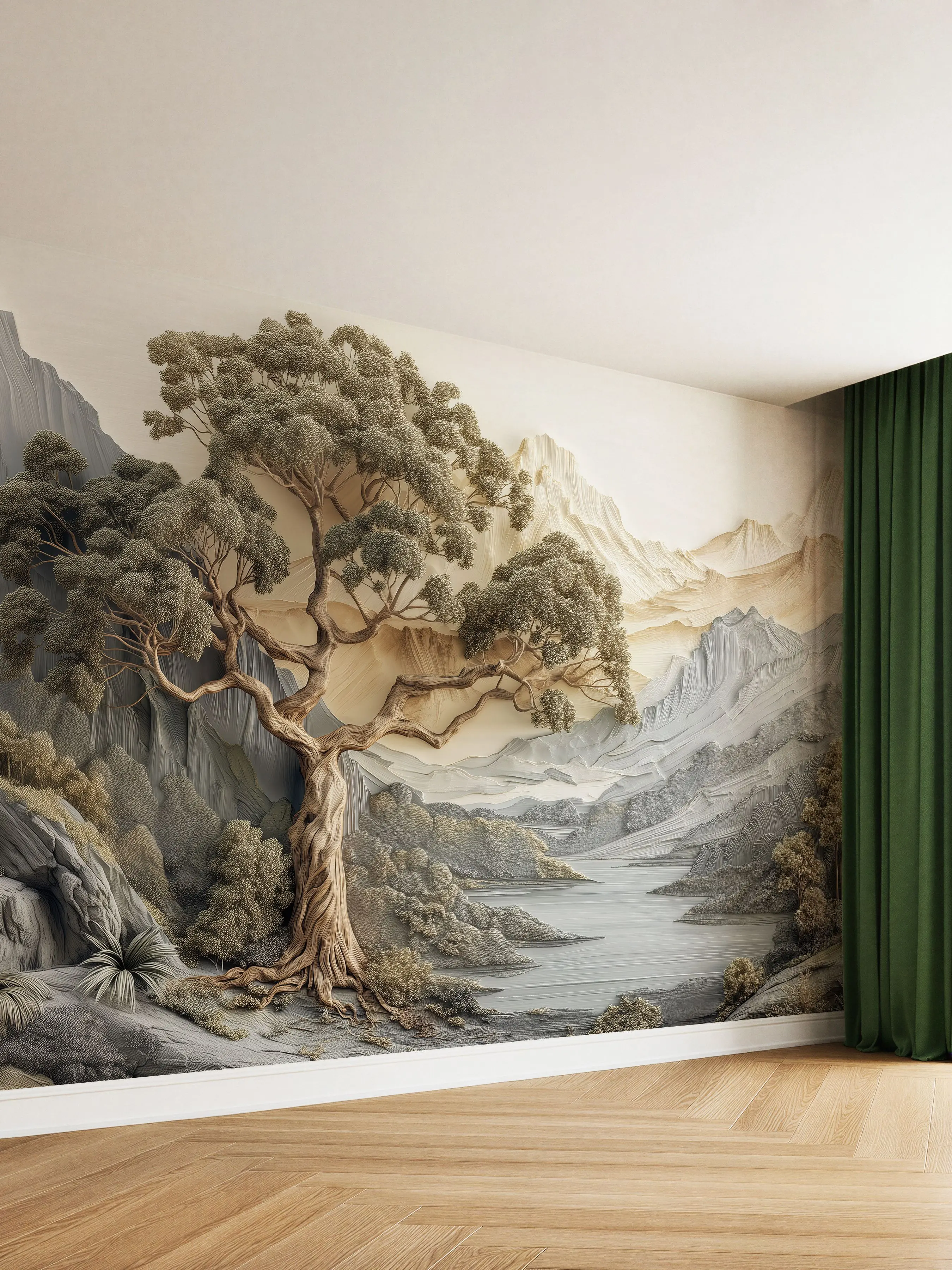 Горный пейзаж, 3D-барельеф