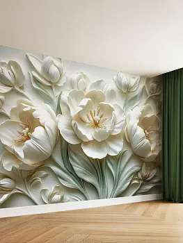 Цветы, 3D-барельеф