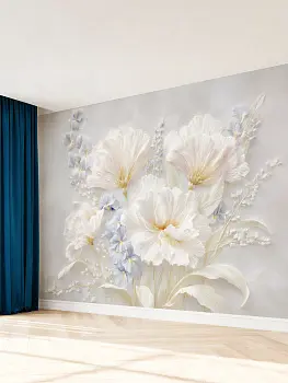 Нежные цветы, 3D-барельеф