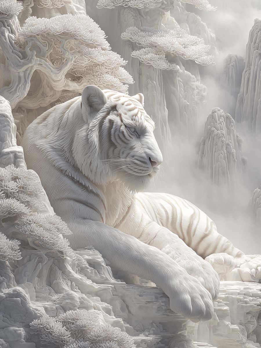 Тигр, 3D-барельеф