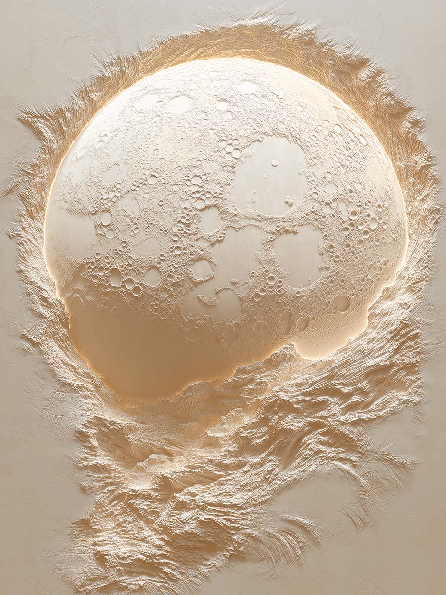 Луна, 3D-барельеф с подсветкой