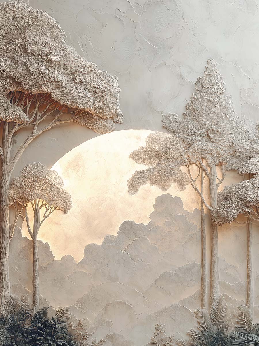 Закат в лесу, 3D-барельеф