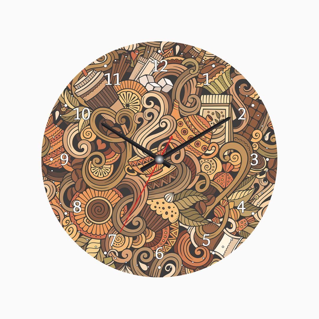 Сладостные часы. Настенные часы, коричневый. Часы круглые настенные диаметр 30 см. Настенные часы с о сладрсиями. Настенные часы "дизайнерские оригинальные", 30 см х 30 см.