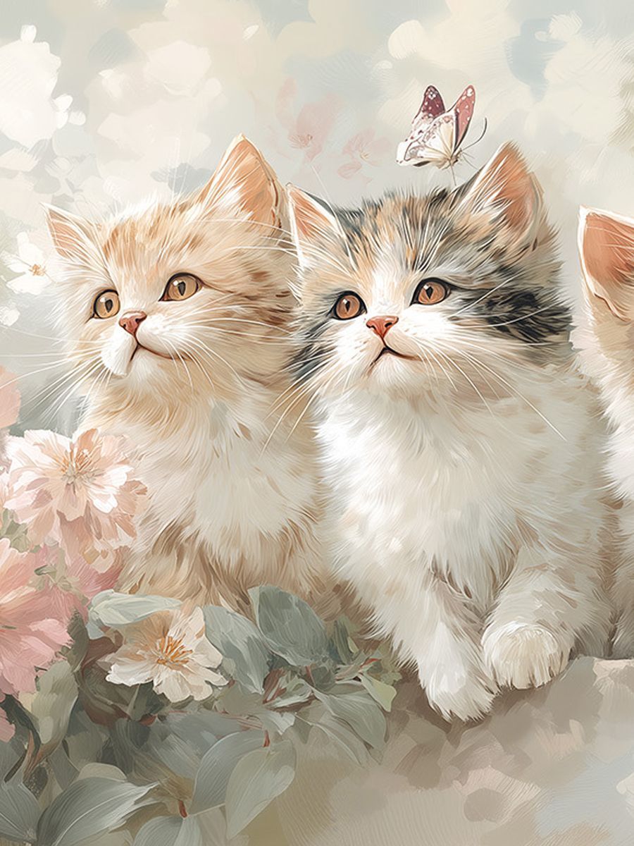 Котята в цветах