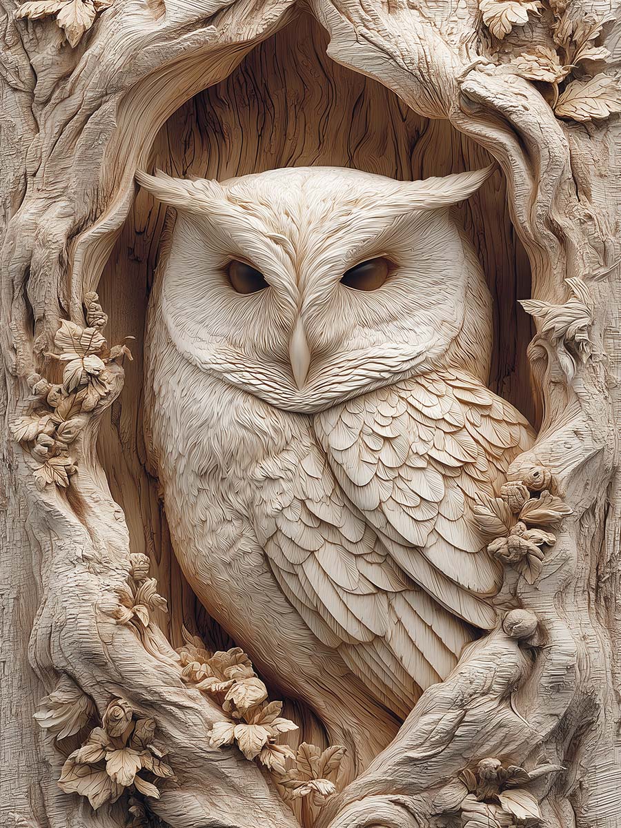 Филин, 3D-барельеф