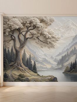 Горный пейзаж, 3D-барельеф