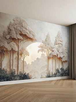 Закат в лесу, 3D-барельеф