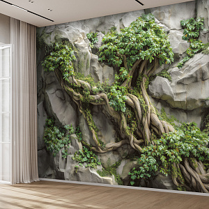 Скала с растениями