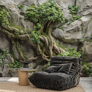 Скала с растениями