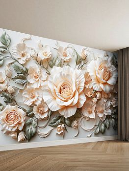 Цветы, 3D-барельеф