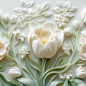 Белые тюльпаны барельеф