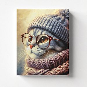 Кот в шапке и очках