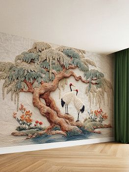 Японский пейзаж, 3D-барельеф