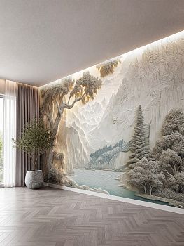Горный пейзаж, 3D-барельеф