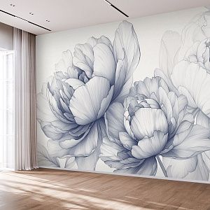 Минималистичная композиция с пионами