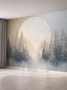 Закат в лесу, 3D-барельеф