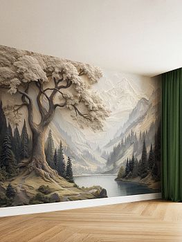 Горный пейзаж, 3D-барельеф