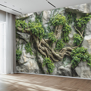 Скала с растениями