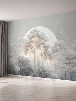 Закат в лесу, 3D-барельеф