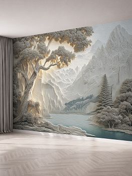 Горный пейзаж, 3D-барельеф