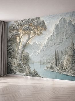 Горный пейзаж, 3D-барельеф