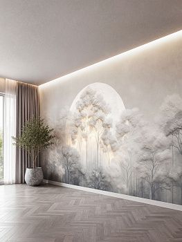 Закат в лесу, 3D-барельеф